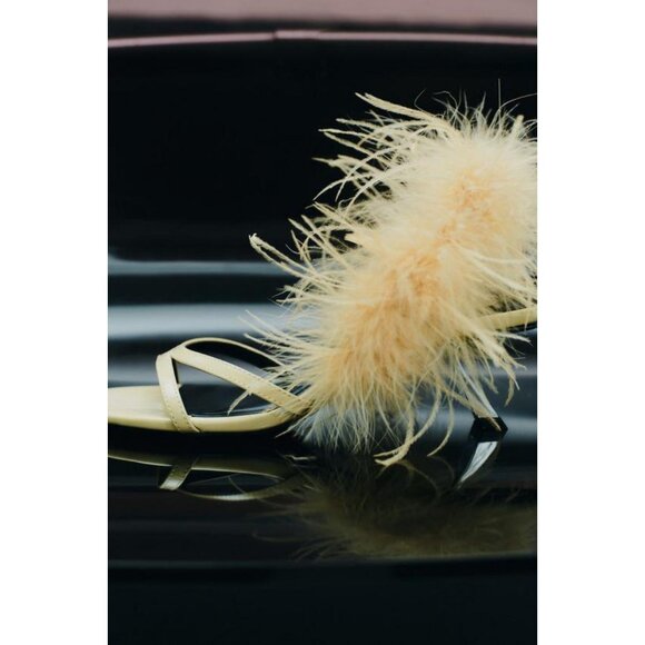 ZARA METALLIC FEATHER HIGH-HEEL SANDALS - Picture 6 of 9